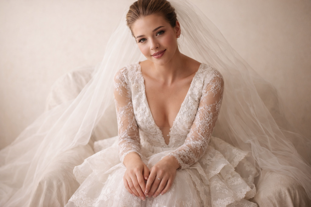 luxury bridal wedding dress soft sophistic