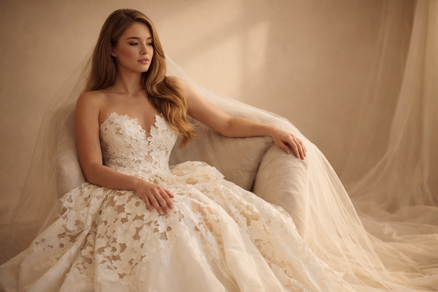 luxury bridal wedding dress soft sophistic